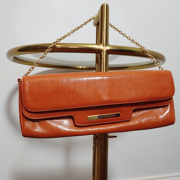 BCBGMaxAzria Handbags - BCBGMAXAZRIA orange terracotta leather shoulder bag  gold chain purse
